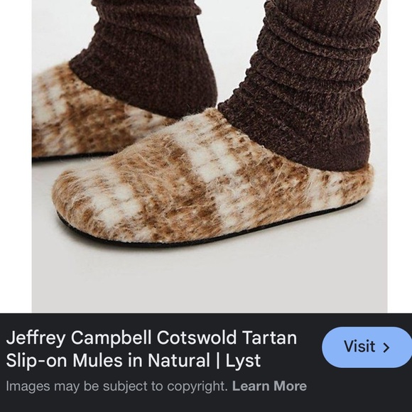 Jeffrey Campbell Pony Hair Tartan Slip-On Mules Beige Size 8 - Picture 9 of 9